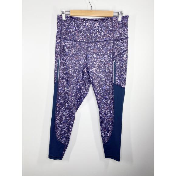 Athleta Rainier Purple Blue Printed Mesh Tight Leggings Women's Plus Size 1X - Picture 9 of 9